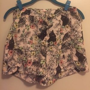 Tropical Cat-Print Shorts
